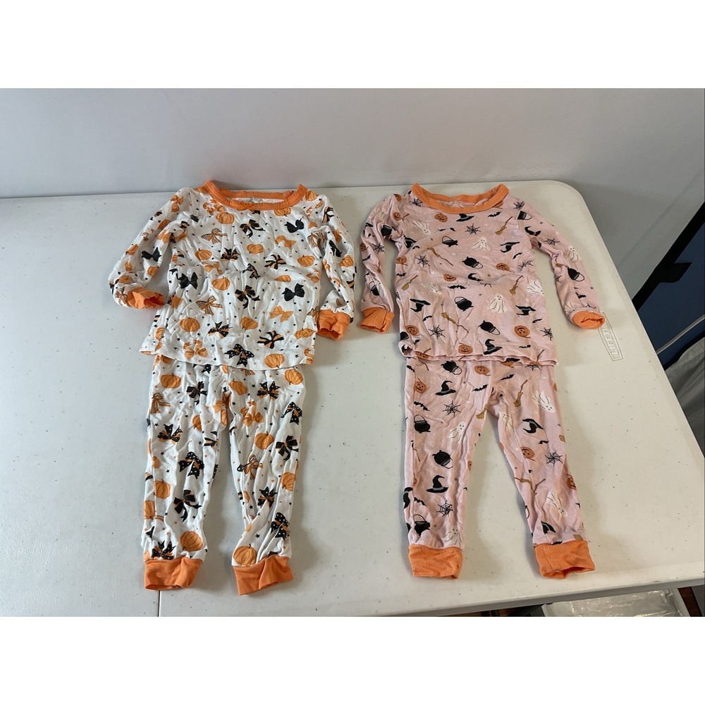 2 pairs Milkberry Bamboo Rayon Pajamas Size 12Months Halloween Girls Preppy